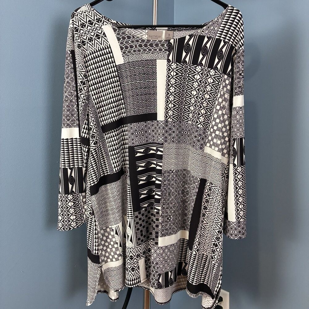 Easywear By Chicos Women’s White/Black Tunic Top Size 3(XL)